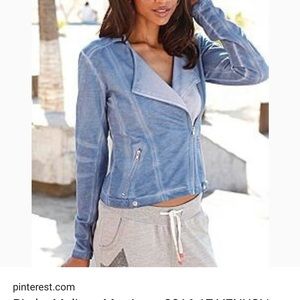 Venus light denim look soft side zip jacket small